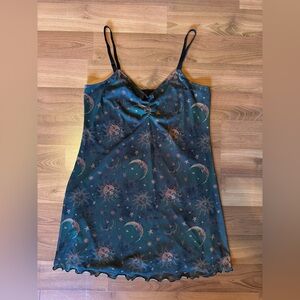 Hot Topic Celestial Print Midi Dress - Black and Green